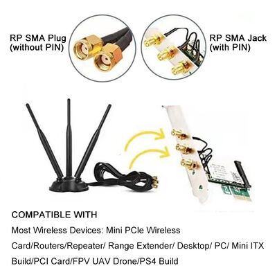 2.4G 5.8G Dual Band Omni High Gain WiFi Antenne, 8dBi Omni Antenne voor WiFi Router en Draadloze Netwerkkaart